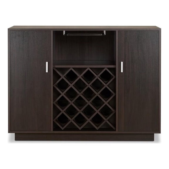 Bowery Hill Mid-Century Buffet Server with Wine Bottle Rack in Espresso