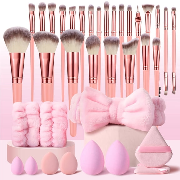 HGHDBT Pink Makeup Brush Set Professional Makeup Kit 36Pcs Powder Concealers Eye shadows Blush Foundation Make up Brushes