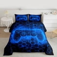 thumbnail image 2 of Manfei Boys Gaming Gamer Full Size Comforter Sets 3-Piece, Gradient Game Console Bedding Comforter Set, Black Blue Honeycomb Bedding Sets, Luxury Bedroom Decor, 2 of 8