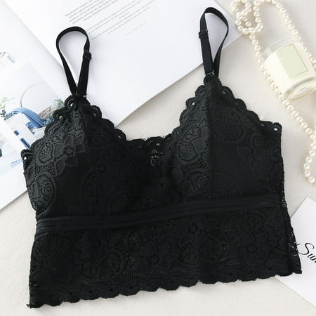 

DENGDENG Womens Lace Padded Bralettes Comfort Bras for Women Wireless Cami Bra