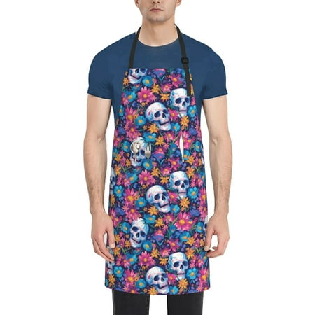 

Adobk Aprons Adjustable Bib Aprons with 2 Pockets Cooking Kitchen Chef Apron for Women and Men-Daisy