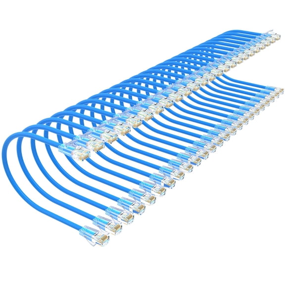 Cables de conexión Xcftaud Cat 6, 0,15 m (paquete de 24), 10 Gbps 550 Mhz, azul