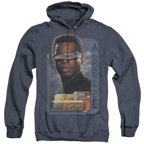 Star Trek Geordi Laforge Adult Heather Hoodie Sweatshirt Navy