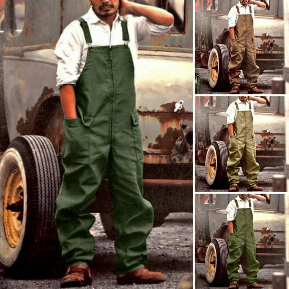 BAETEUY Men Denim Jumpsuit, Casual, Retro, Style, Loose, Fit, Overalls, Large, Pockets, Soft, Thick, Fabric, Cargo, Jumpsuit