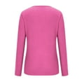 thumbnail image 6 of Lenago Women's Shirts Women's Solid Color Long Sleeved Base With Round Neck Casual T-shirt And Pullover Summer Beach Fashion Blouses Tops Plus Size, 6 of 10