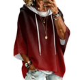 thumbnail image 2 of Womens Oversized Hoodies Gradient Printed 3/4 Sleeve Hooded Pullover Sweatshirt Baggy Relaxed Fit Casual Fall Winter Daily Outfit Tops, 2 of 6