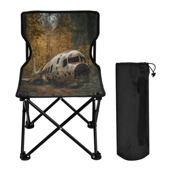 WOBOGO Abandoned Airplane Camping Chair Convenient Four Corner Backrest Folding Stool Can Hold Up to 220lbs