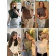 thumbnail image 5 of Demotime Women's Activewear Tops Olive Casual Trendy Workwear Tees Green, 5 of 8
