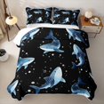thumbnail image 2 of Manfei Cartoon Ocean Quilt King, Galaxy Whale Shark King Coverlet Set, Black Blue, 3-Piece, 1 Bedspread and 2 Pillowcases, 2 of 7