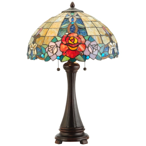Meyda Tiffany 138121 Rose Vine 2 Light 25" Tall Hand-Crafted Table Lamp - MultiColor