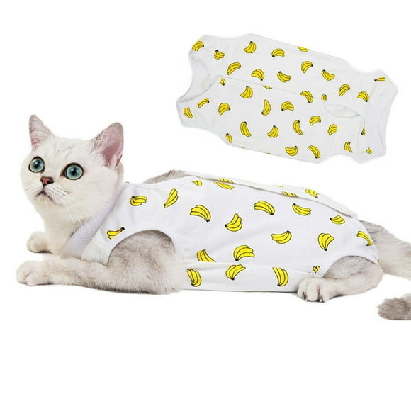 Traje de recuperación quirúrgica para gatos, ropa posoperatoria, pijama, ropa para mascotas de interior (plátano) M