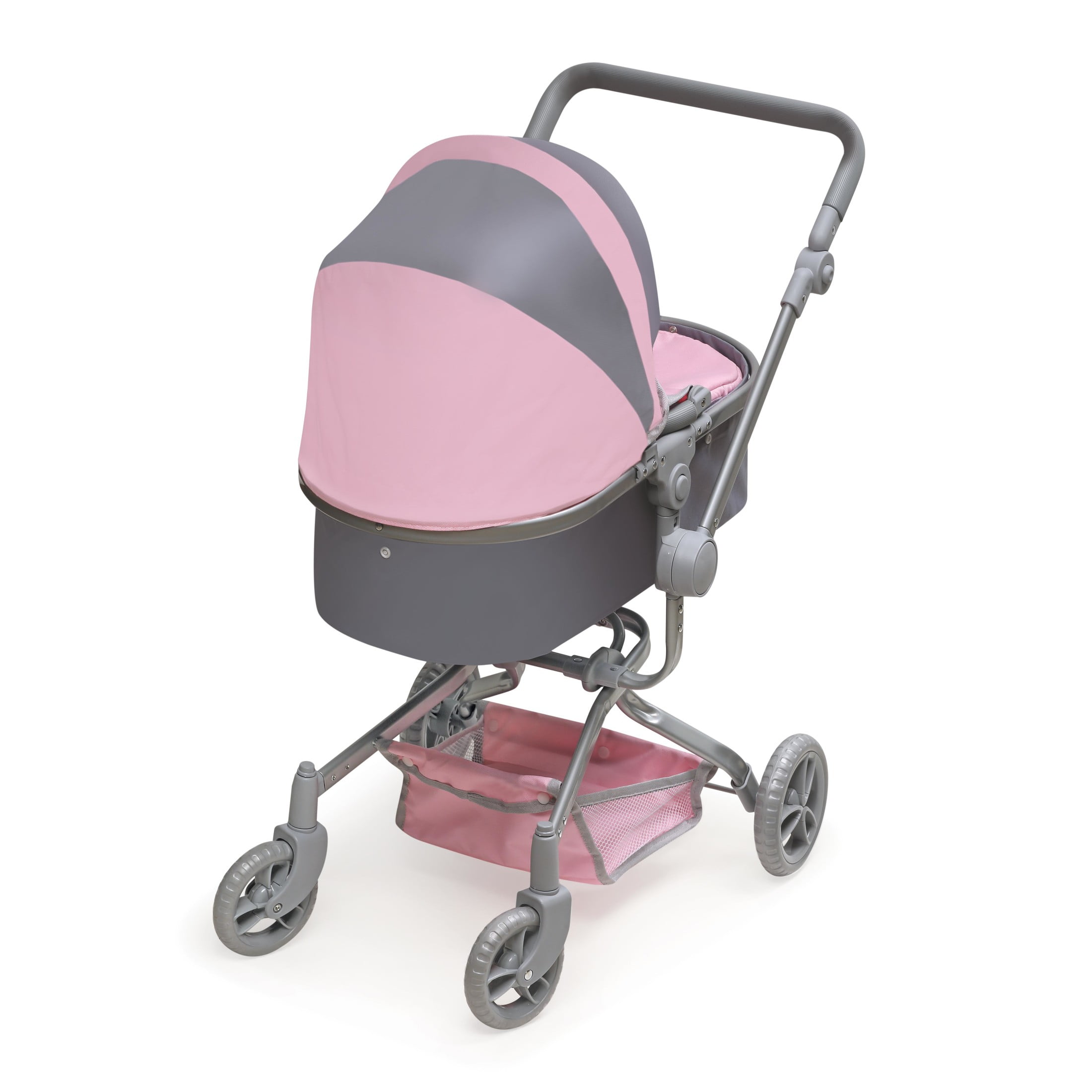 Daydream Multi-Function Single Doll Pram & Stroller - Gray/Pink