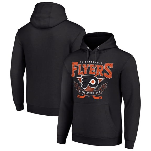 Men's Starter Black Philadelphia Flyers Team Logo Graphic Fleece Tri-Blend Pullover Hoodie