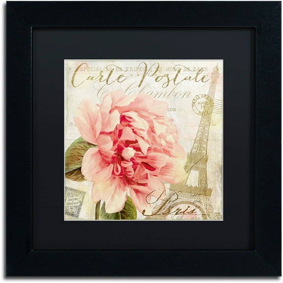 Trademark Fine Art "Bonjour One" Canvas Art by Color Bakery Black Matte, Black Frame