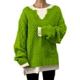 thumbnail image 1 of Women Fasion Solid Casual Pattern Sweater Long Sleeve Knit Sweater, 1 of 5