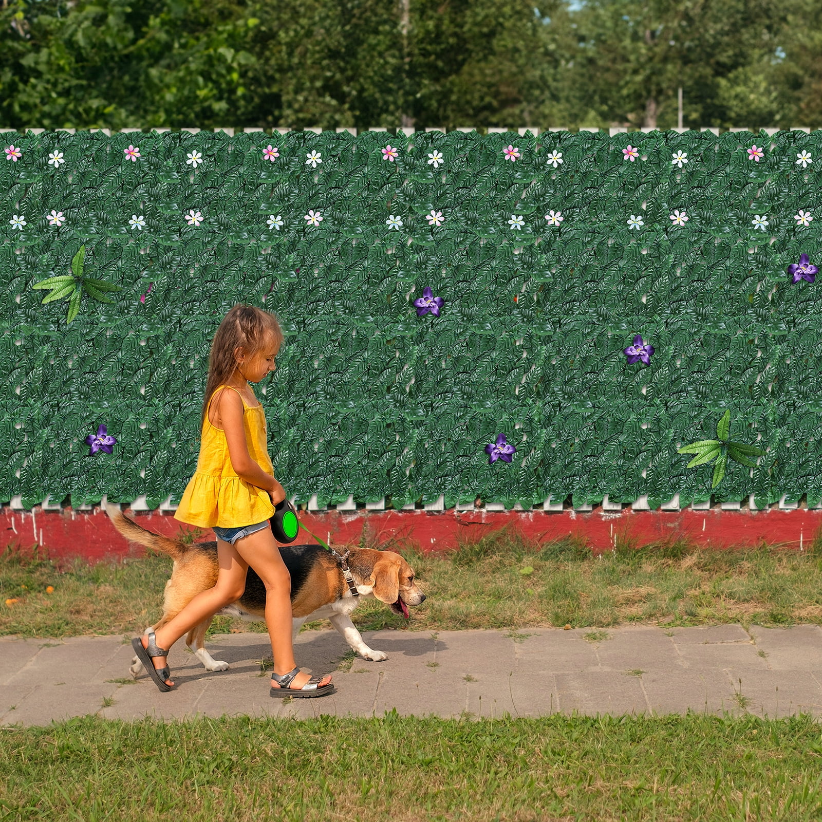 471" X 23.6" Artificial Ivy Privacy Fence Backdrop (with Flower)Balcony Garden Outdoor