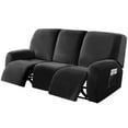 thumbnail image 4 of SHANNA Stretch Fabric 8 Piece Solid Color Velvet Plush Recliner Sofa Slipcovers, Dark Gray, 4 of 11