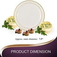 thumbnail image 2 of Elegant Disposable Plastic Dessert Plates 120 Pcs - 7.5" Heavy Duty Fancy White with Gold Rim Salad Plates - Appetizer Cake Plates Party Supplies For Wedding, Birthday Parties & Al, 2 of 6