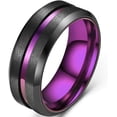 thumbnail image 2 of 8mm Purple Color Stainless Steel Matte Brushed Classic Plain Wedding Band Ring, 2 of 2