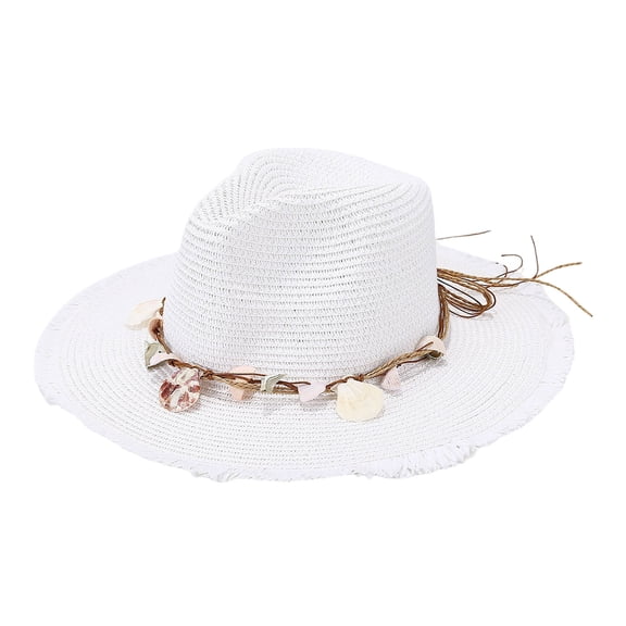 Fgnfyis Fashion Decoration Large Brim Sun Hat Seaside Holiday Straw Hat Sun Hat Summer Hats White