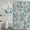 thumbnail image 5 of Teal Paisley Floral Shower Curtain, Waterproof Shower Curtains for Bathroom, Boho Ethnic Tribe Traditional Washable Fabric Bathtub Curtain Set Bath Decor with 12 Hooks Long 72"x84", 5 of 8