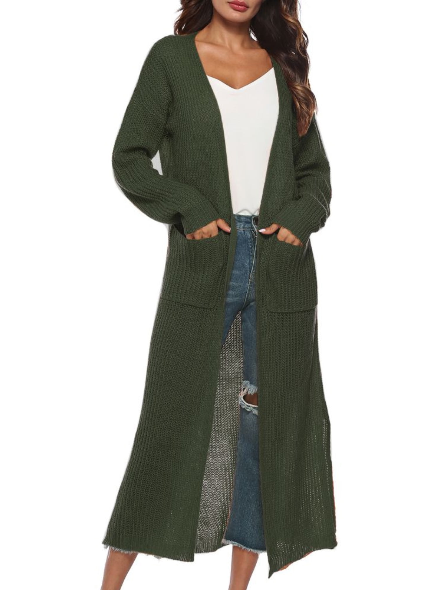 Cardigan for Women Fashion Loose Lightweight Plus Size Coat Open Drape Long Sleeve Casual Outwear with Pocket 