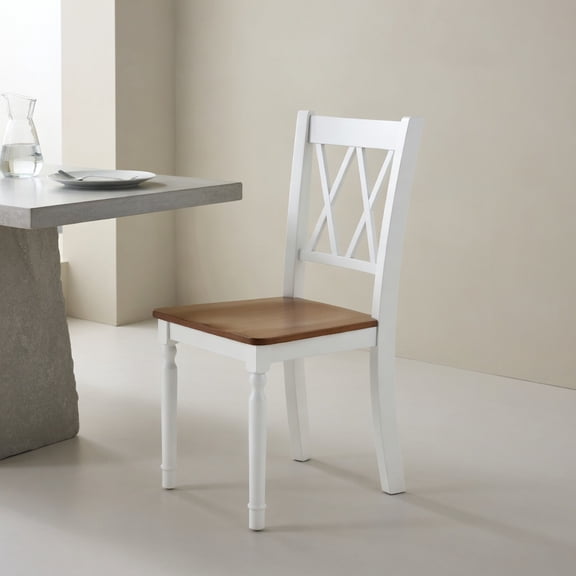 Topcobe Set of 4 Wooden Farmhouse Kitchen Chairs with Rubber Wood Seat, Living Room Chairs for Home Kitchen
