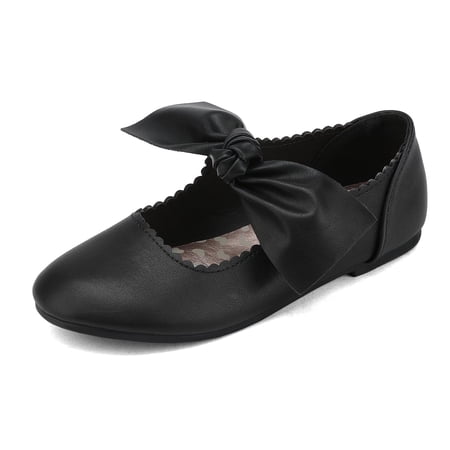 DREAM PAIRS Girls Ballerina Front Bow Flats Mary Jane Dress Shoes ANGIE-5 BLACK Size 11