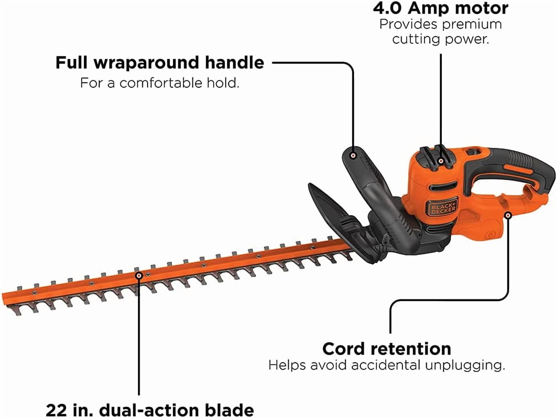 22 Inch Electric Hedge Trimmer with Dual Action Blade and Lightweight Design for Garden Shrub Care