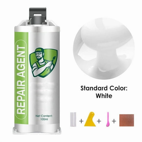 Leodye 1 PCS Porcelain Repair , High-performance Double-tube Porcelain Repair Kit, Tub and Tile Refinishing Kit for Dents, Cracks, Chips, Holes on Porcelain, Enamel