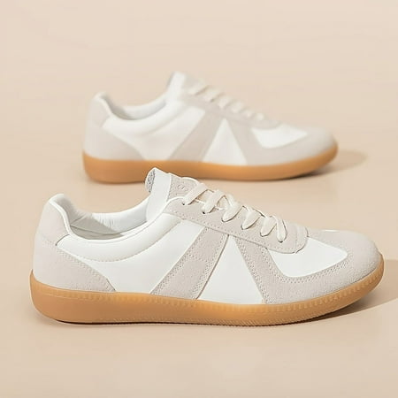 

Women s casual fashion sneakers-lightweight solid color low top lace-up plain toe microfiber upper TPR sole all-season sports shoes from Quanzhou