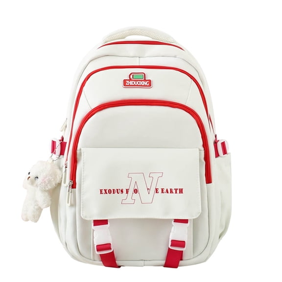 18 Inch Laptop College Backpack, Color-blocking Casual Commuting Lightweight Large Capacity Sport Travel Bag-Red