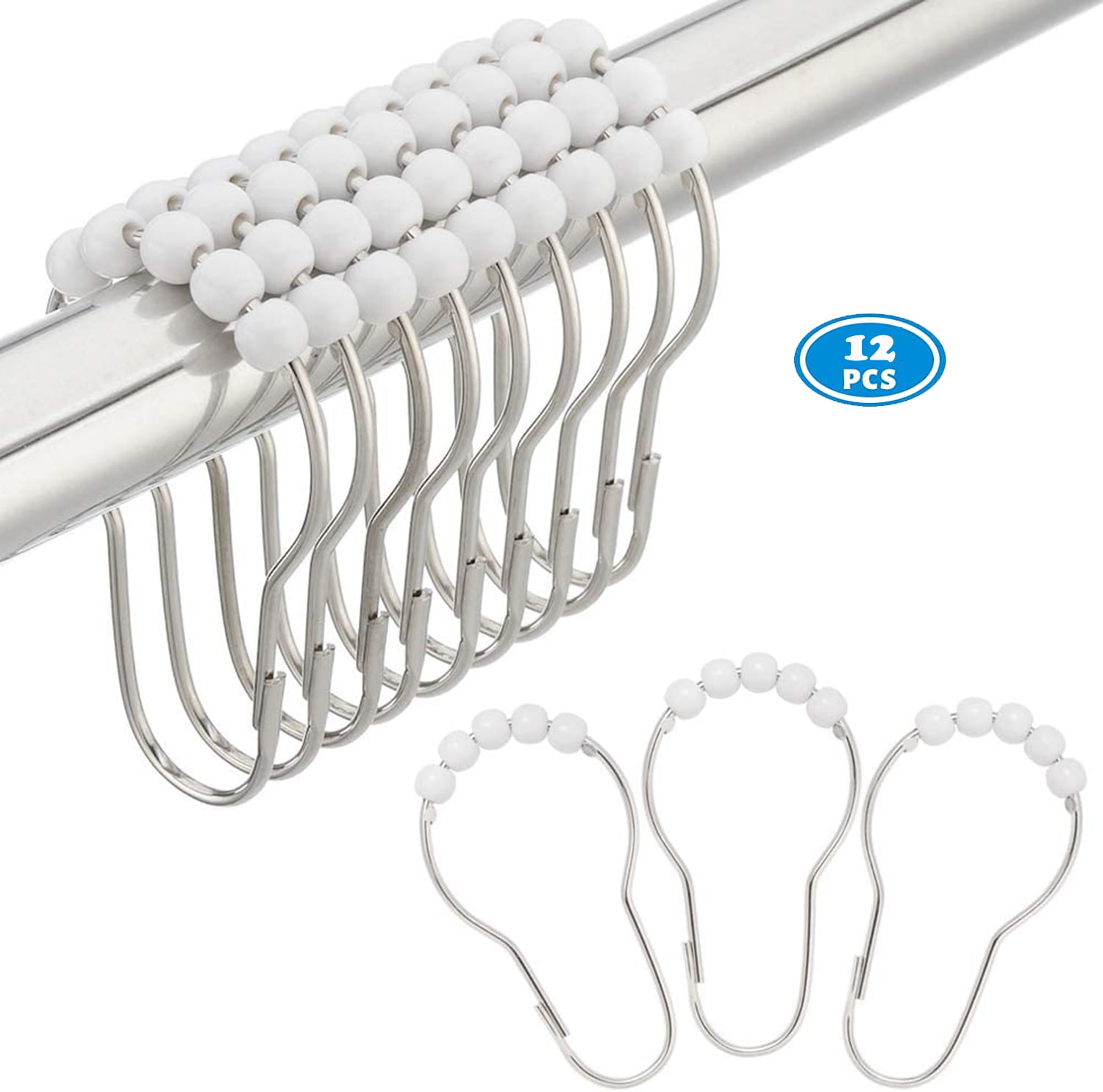 TABGIME Set of 12 Rollerball Shower Rings, RustResistant Easy Glide