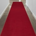 thumbnail image 3 of Ottomanson Solid Aisle Runner Rug 1'10" x 12' - Non Slip Low Pile Carpet, Red, 3 of 15