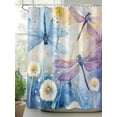 thumbnail image 3 of Purple Summer Dragonfly Bathroom Curtain 72 Inch Shower Curtain with Hooks, Spring Floral Watercolor Waterproof Polyester Bath Curtain Washable Bathtub Curtain 60''x 72'', 3 of 6
