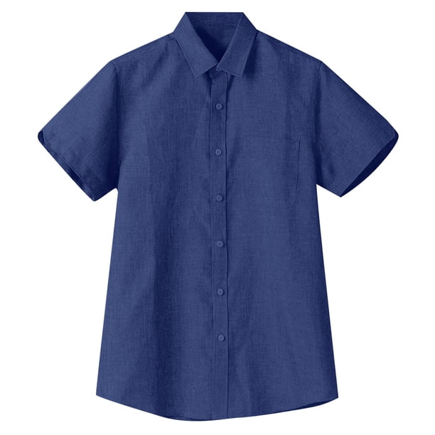 Camisa Hombre Camisas informales con botones para hombre, manga corta, cuello extendido, camisa de playa con bolsillo (Navy, 3XL)