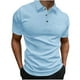 thumbnail image 2 of Blusa y camisa de manga corta con cuello vuelto para hombre, informal, de verano, con bloques de color, de manga corta, con solapa y media cremallera, de poliéster., 2 of 7