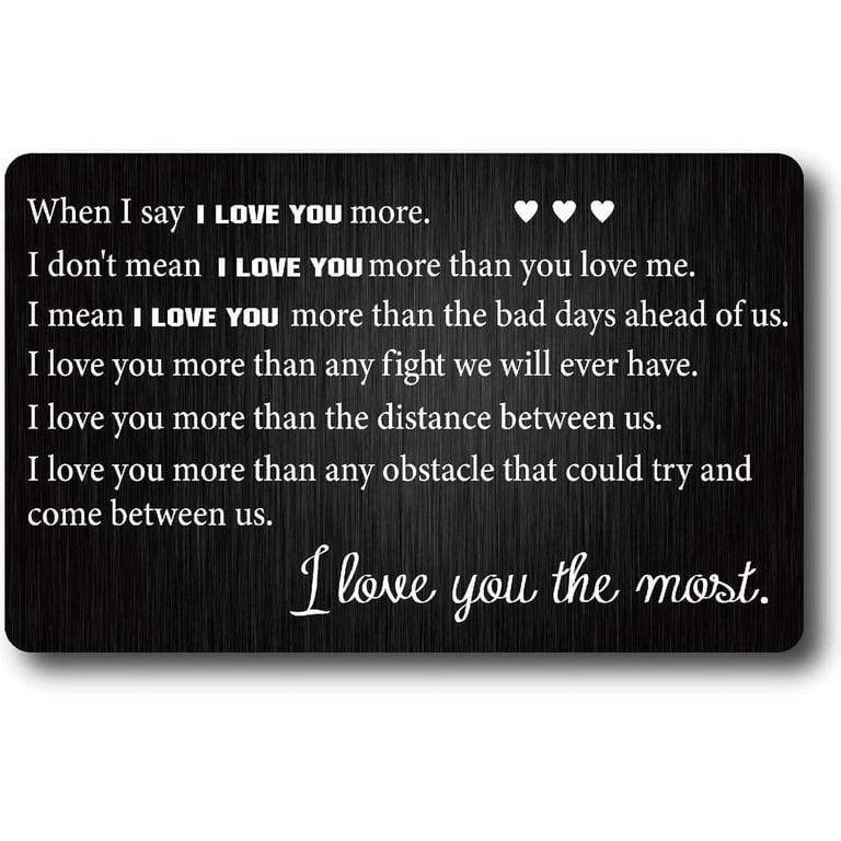 I Love You Mom Engraved Metal Wallet Card - Credit Card Size, Aluminum, Laser Engraved Gift Note