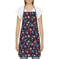 thumbnail image 2 of Naloa 1Pack Adjustable Bib Apron Waterdrop Resistant Cooking Kitchen Aprons for Women Men Chef, Skull rainbow color mushroom Print, 2 of 5
