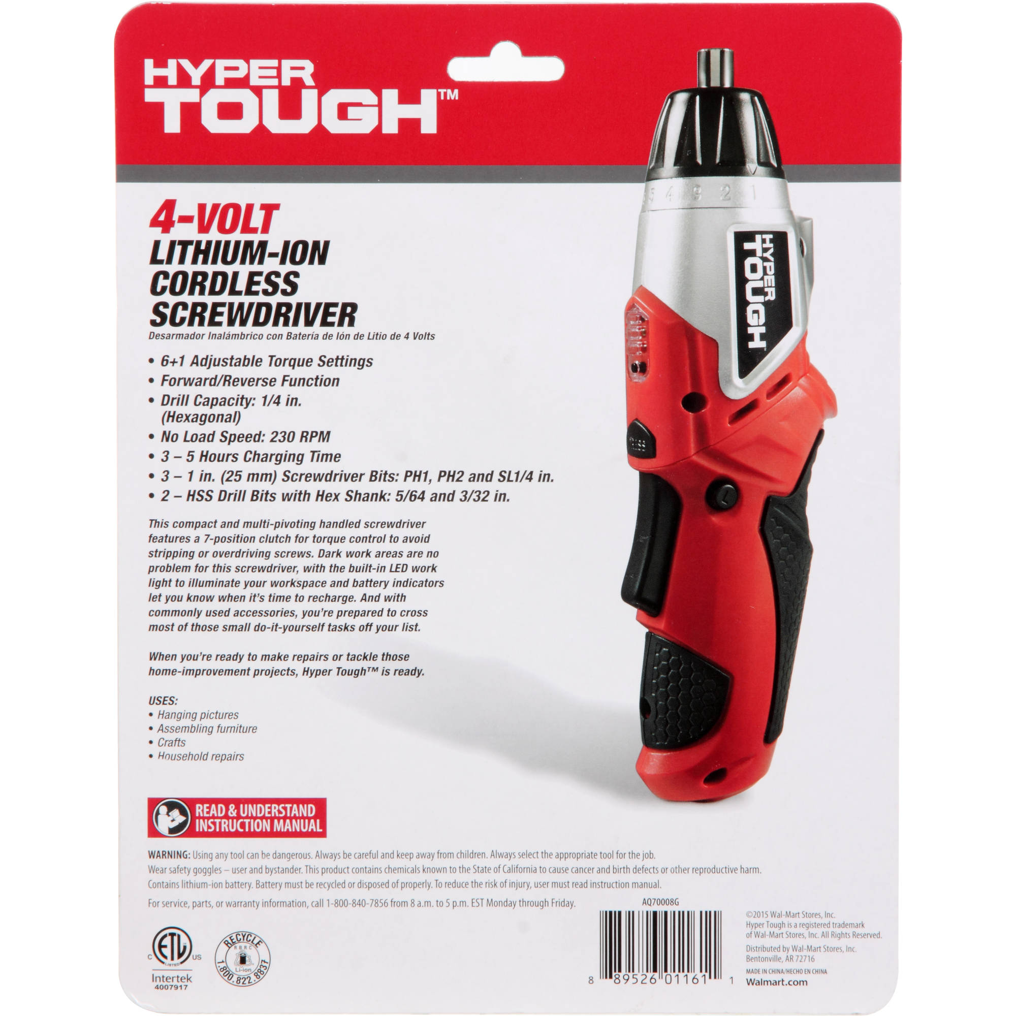 Hyper Tough 4V LithiumIon Cordless Screwdriver 889526011611 eBay