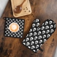thumbnail image 5 of Black White Skull Pattern Kitchen Oven Mitt and Pot Holder Sets 2 Pcs for Baking, Cooking and Grilling, Heat Resistant Up To 392 °F, 5 of 7
