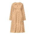 thumbnail image 7 of Uscallm Women Plus Size V Neck 3/4 Sleeve Button Down Dot Boho Midi Dress Flowy Casual Loose Maxi Travel Dresses with Elastic Waist, Yellow 2XL, 7 of 7