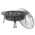 thumbnail image 3 of Sunnydaze 40" Round Wood-Burning Black Finish Steel Diamond Weave Fire Pit Table with Screen, 3 of 15