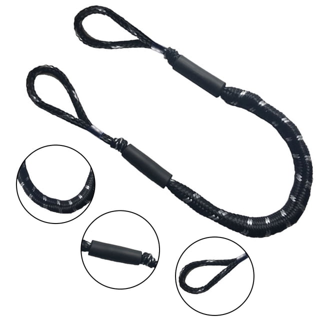 Dock Rope Boat Mooring Cord Securing dock rope elastic Mooring Line for Kayak Jet Motorboat Docking Accessory, Black, White, Wave