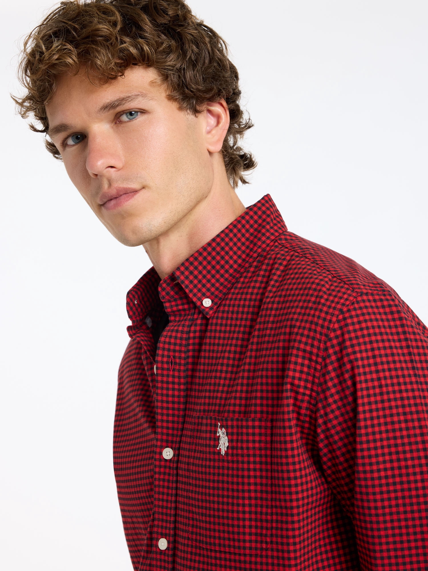 U.S. Polo Assn. Men's Soft Cotton Madras Button Down Shirt
