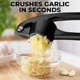 thumbnail image 5 of Premium Garlic Press Set - Rust Proof & Dishwasher Safe Professional Garlic Mincer Tool - Easy-Squeeze, Easy-Clean with Soft, Ergonomic Handle - Silicone Garlic Peeler & Brush (Silver), 5 of 7