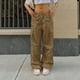 thumbnail image 5 of Pantalones cargo rectos con cordón para mujer talla grande: pierna ancha, holgados e informales, poliéster, transpirables, adecuados para otoño/uso diario, varias tallas, 5 of 8