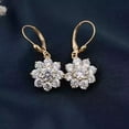 thumbnail image 2 of 2.00 CT Round Cut Moissanite Flower Drop Dangle Earrings 14K Yellow Gold Plated, 2 of 4
