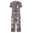 thumbnail image 5 of Tnhcen Halloween Holiday Women's Halloween Pajama Family Set Short Sleeve Button Front Top & Capri Pants 2 Piece Loungewear Soft Stretch Plus Size S-3XL Sleepwear, 5 of 6
