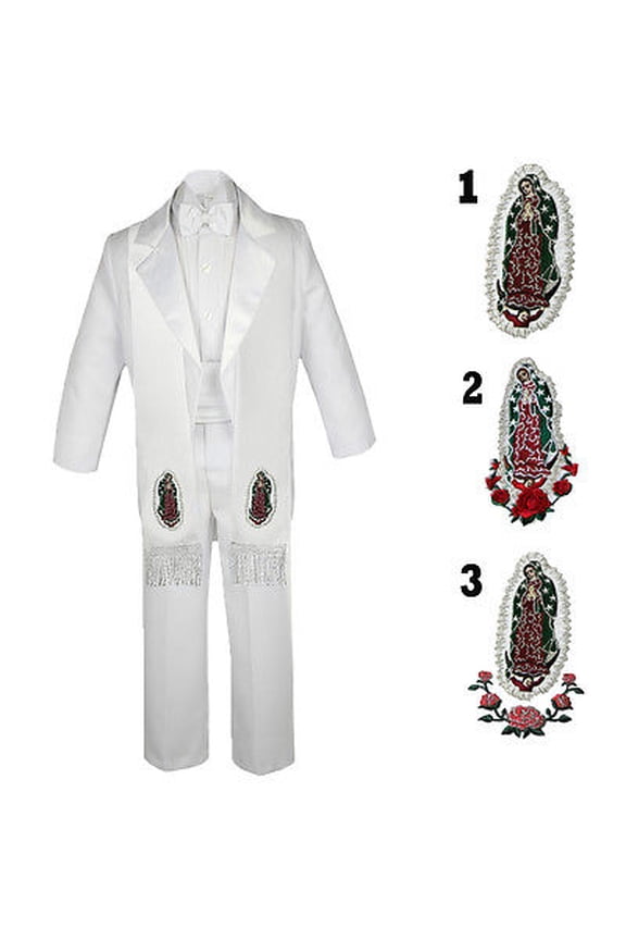 Baby Toddler Boy Christening Baptism Formal Tail White Tuxedo Suit Stole Sm-20